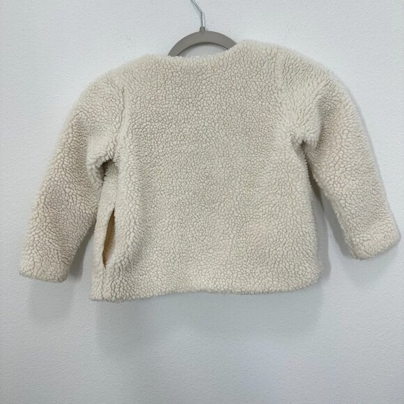 Hanna Andersson Girls Size 5 Cream Sherpa Teddy Fleece Adorable Jacket Cozy - Picture 2 of 7
